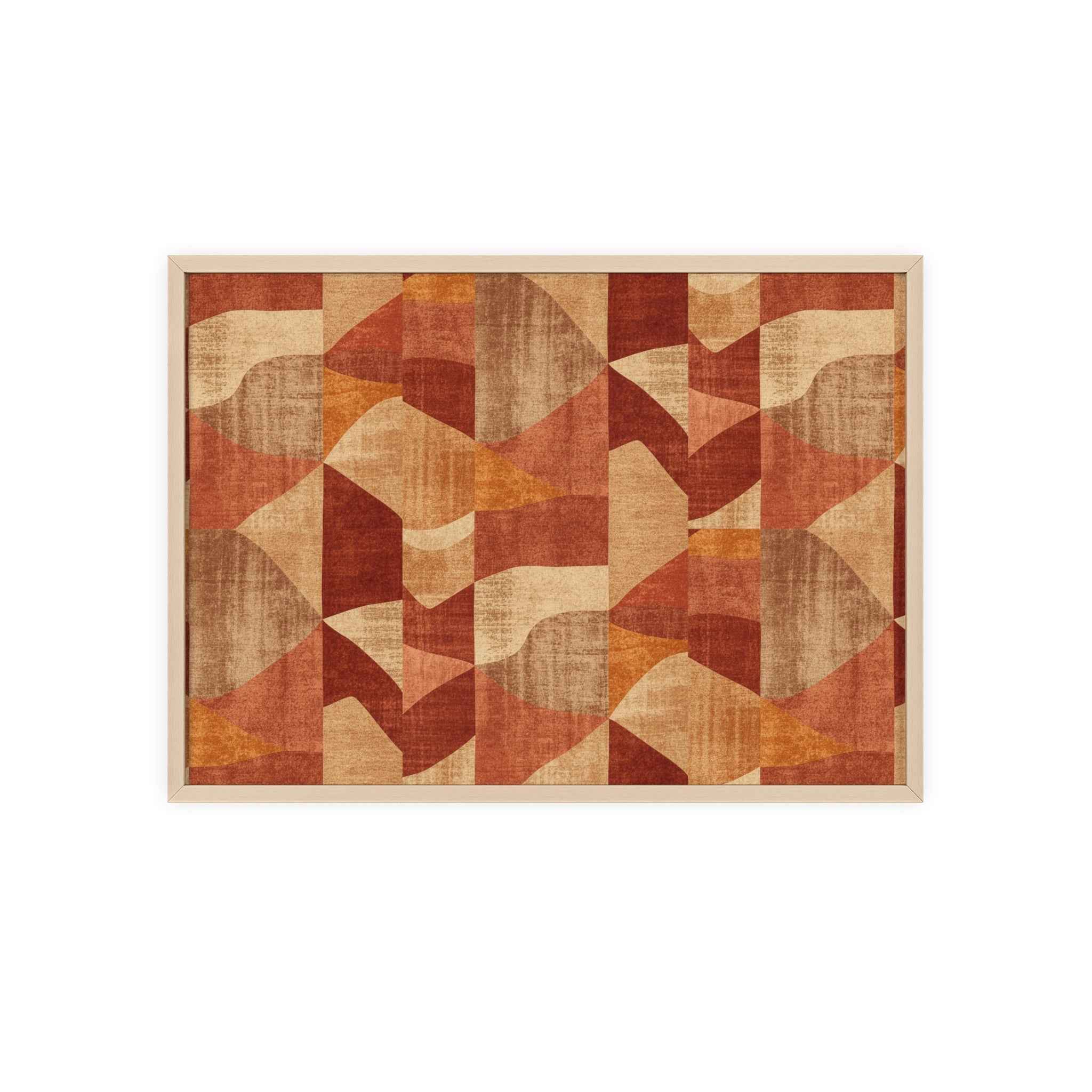 Faux Retro Geometric Poster with Wooden Frame